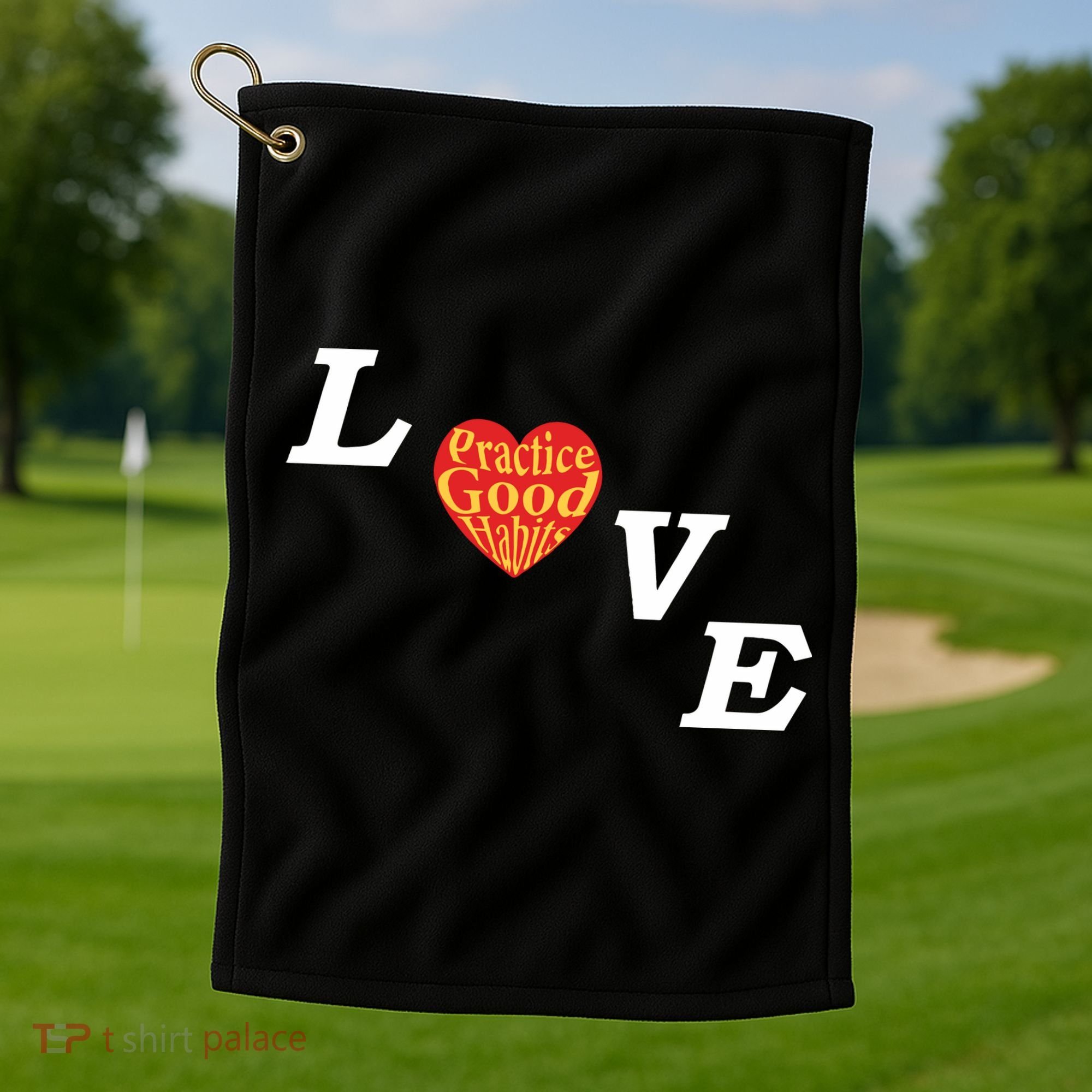 Ryan Clark Wearing Love Practice Good Habits Golf Towel