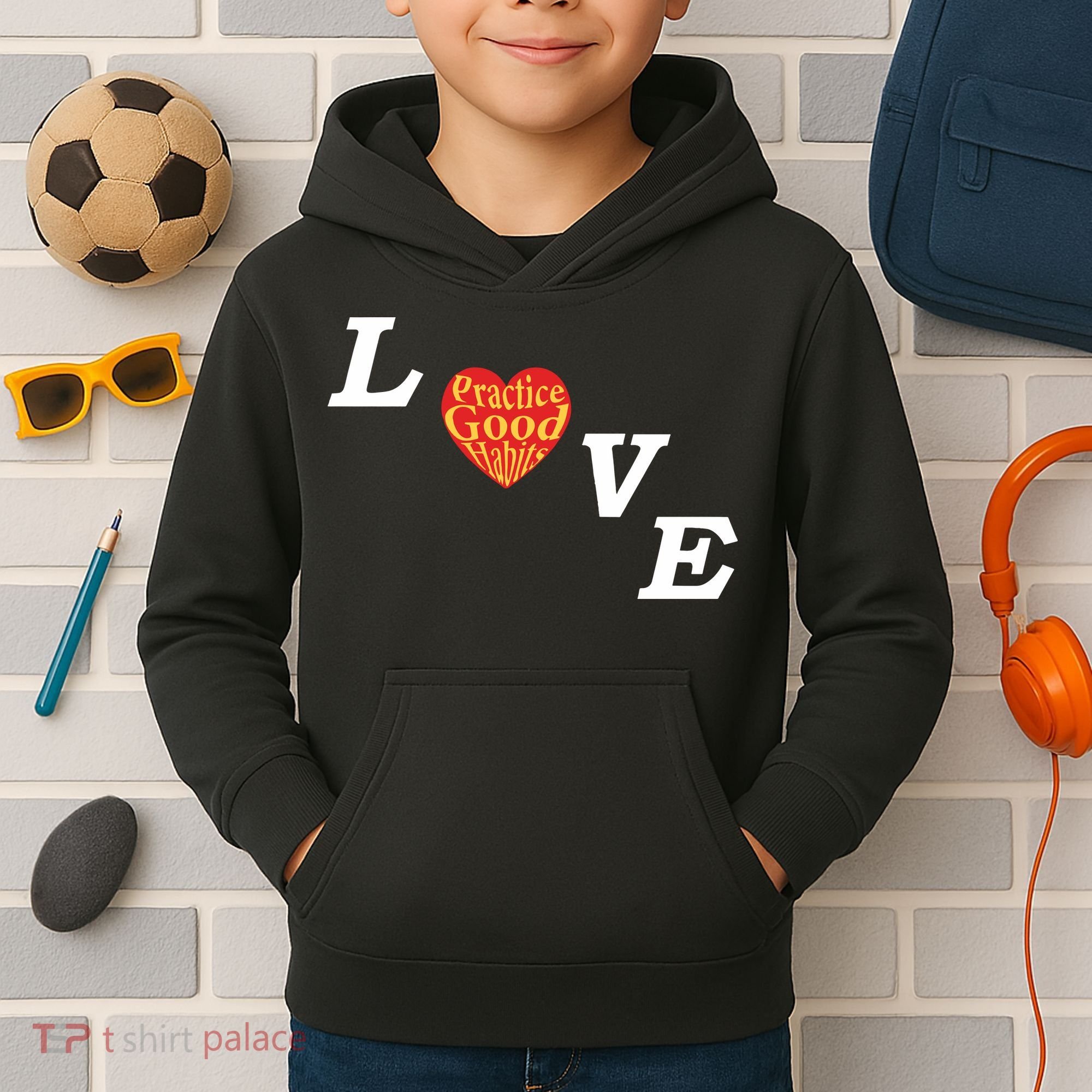 Ryan Clark Wearing Love Practice Good Habits Kids Hoodie