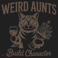 Retro Cat Weird Aunt Builds Character Funny Aunt Mothers Beanie thumb 2
