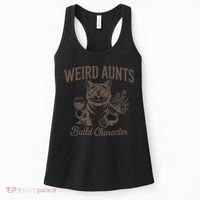Retro Cat Weird Aunt Builds Character Funny Aunt Mothers Women's Tank Top thumb 0