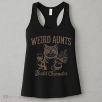 Retro Cat Weird Aunt Builds Character Funny Aunt Mothers Women's Tank Top thumb 3