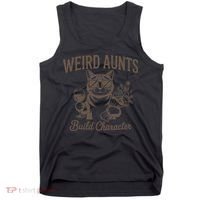 Retro Cat Weird Aunt Builds Character Funny Aunt Mothers Tank Top thumb 0