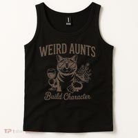 Retro Cat Weird Aunt Builds Character Funny Aunt Mothers Tank Top thumb 2