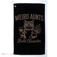 Retro Cat Weird Aunt Builds Character Funny Aunt Mothers Golf Towel thumb 0