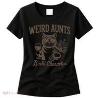 Retro Cat Weird Aunt Builds Character Funny Aunt Mothers Women's T-Shirt thumb 0