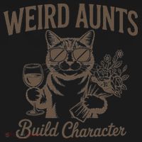 Retro Cat Weird Aunt Builds Character Funny Aunt Mothers Kids Sweatshirt thumb 2