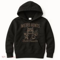 Retro Cat Weird Aunt Builds Character Funny Aunt Mothers Kids Hoodie thumb 0