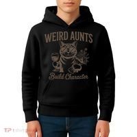 Retro Cat Weird Aunt Builds Character Funny Aunt Mothers Kids Hoodie thumb 4