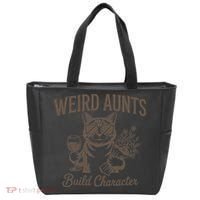 Retro Cat Weird Aunt Builds Character Funny Aunt Mothers Tote Bag thumb 0