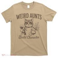 Retro Cat Weird Aunt Builds Character Funny Aunt Mothers T-Shirt thumb 0