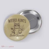 Retro Cat Weird Aunt Builds Character Funny Aunt Mothers Button thumb 0