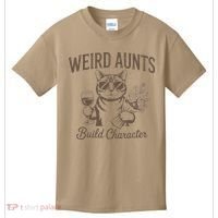 Retro Cat Weird Aunt Builds Character Funny Aunt Mothers Kids T-Shirt thumb 0