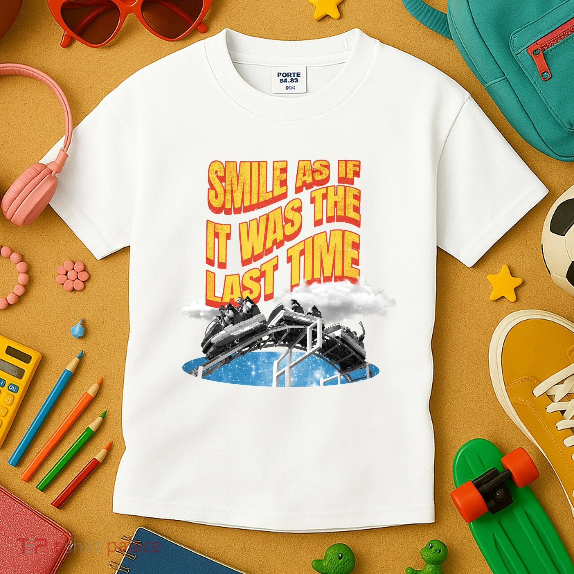 Roller Coaster Wagons In The Sky Kids T-Shirt