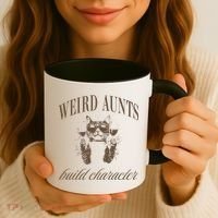 Retro Cat Weird Aunt Builds Character Funny Aunt Mothers Coffee Mug thumb 3