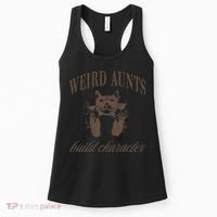 Retro Cat Weird Aunt Builds Character Funny Aunt Mothers Women's Tank Top thumb 0