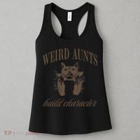 Retro Cat Weird Aunt Builds Character Funny Aunt Mothers Women's Tank Top thumb 3