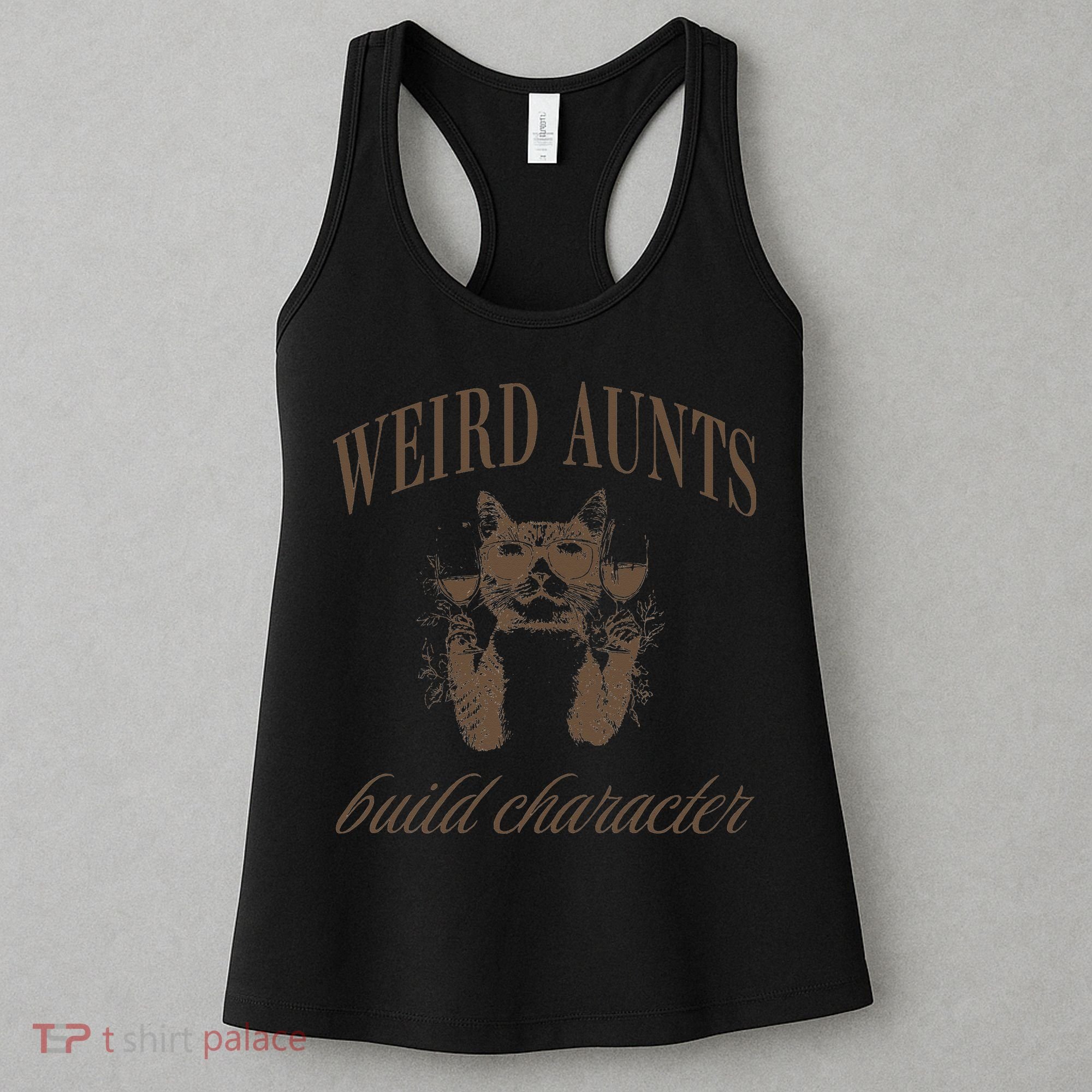 Retro Cat Weird Aunt Builds Character Funny Aunt Mothers Women's Tank Top