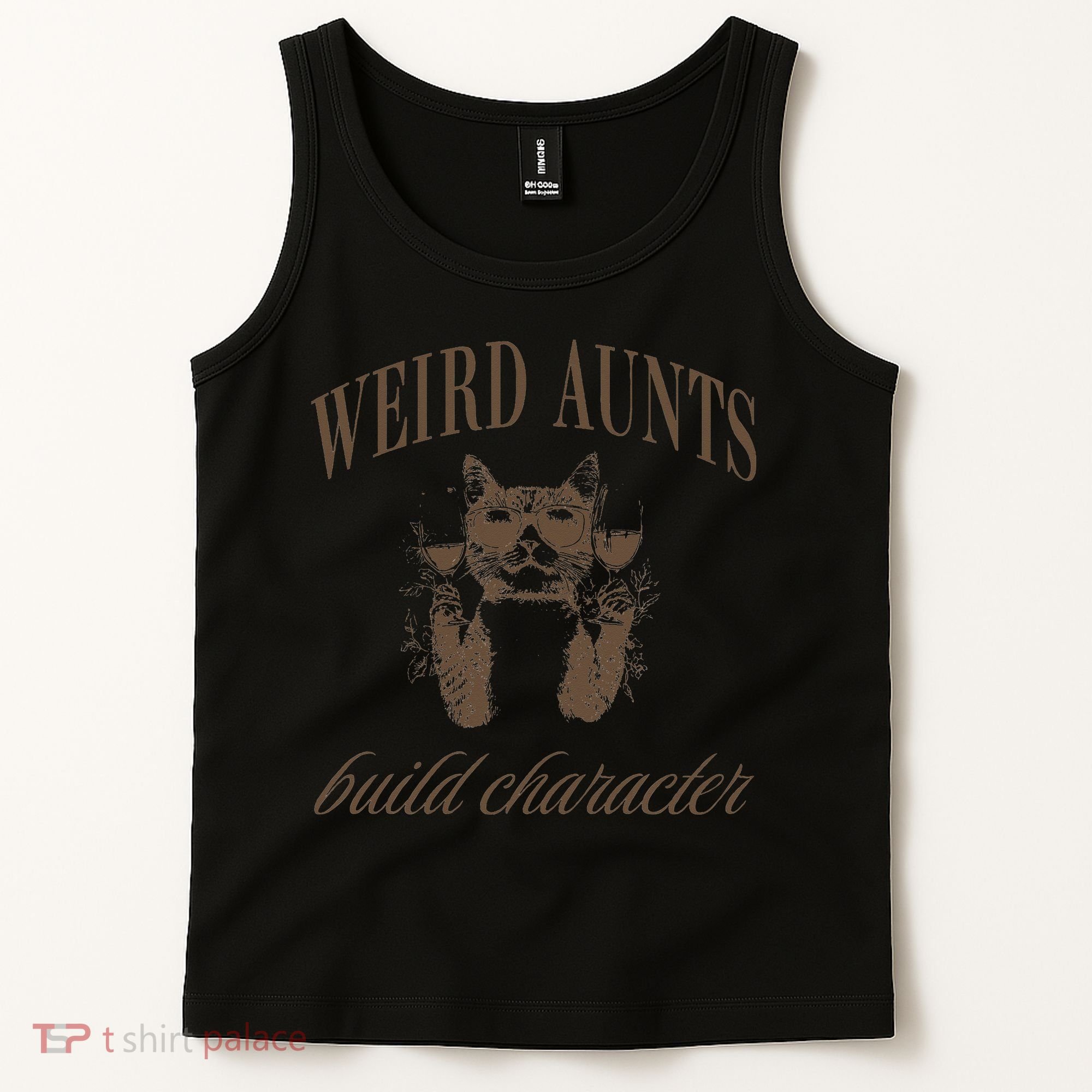Retro Cat Weird Aunt Builds Character Funny Aunt Mothers Tank Top