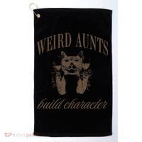 Retro Cat Weird Aunt Builds Character Funny Aunt Mothers Golf Towel thumb 0