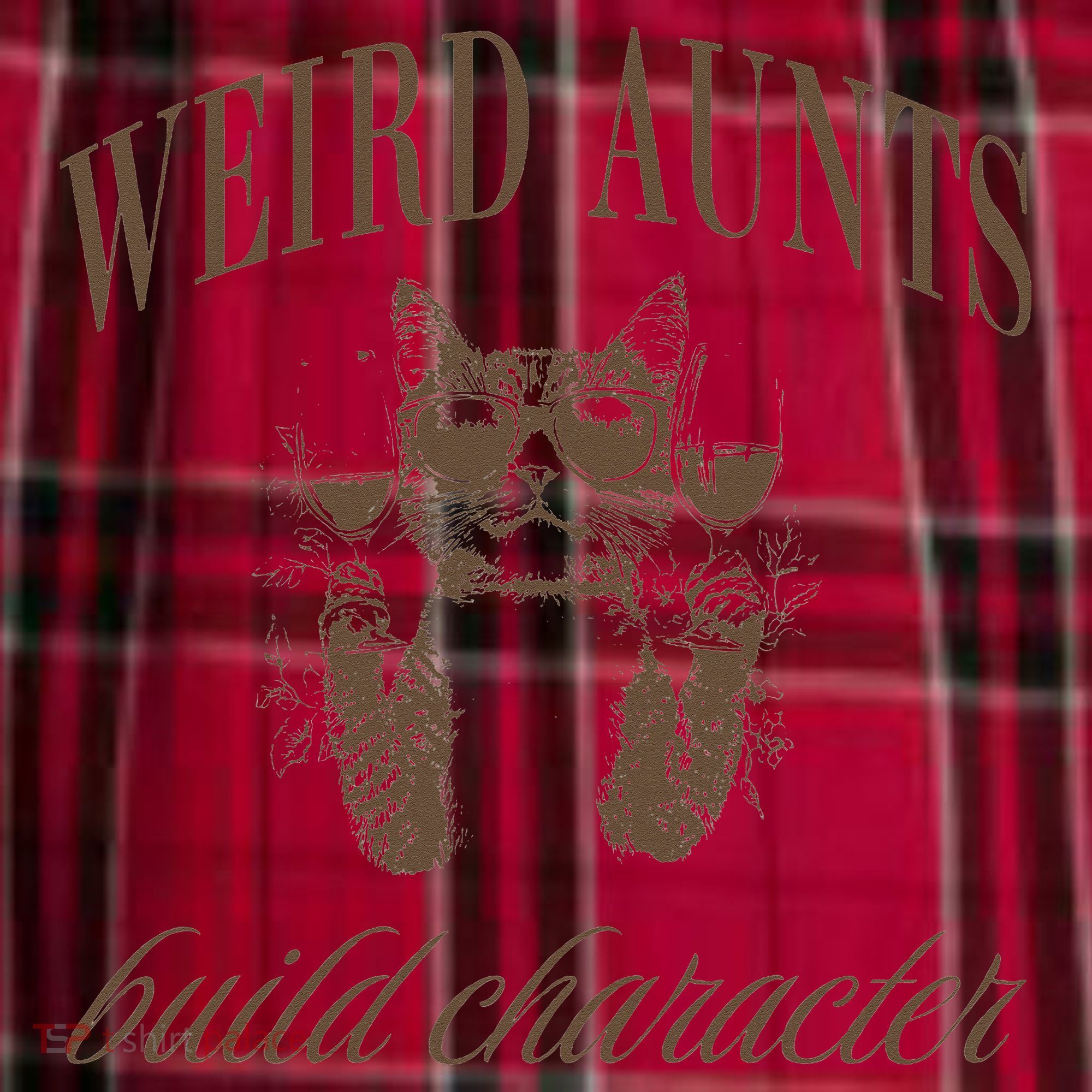 Retro Cat Weird Aunt Builds Character Funny Aunt Mothers Women's Flannel Plaid Pajama Pants
