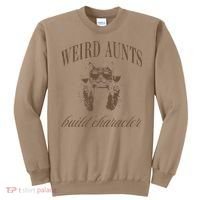 Retro Cat Weird Aunt Builds Character Funny Aunt Mothers Sweatshirt thumb 0