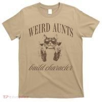 Retro Cat Weird Aunt Builds Character Funny Aunt Mothers T-Shirt thumb 0