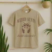 Retro Cat Weird Aunt Builds Character Funny Aunt Mothers T-Shirt thumb 2