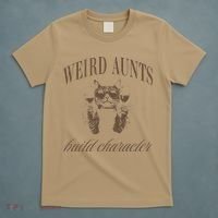 Retro Cat Weird Aunt Builds Character Funny Aunt Mothers T-Shirt thumb 5