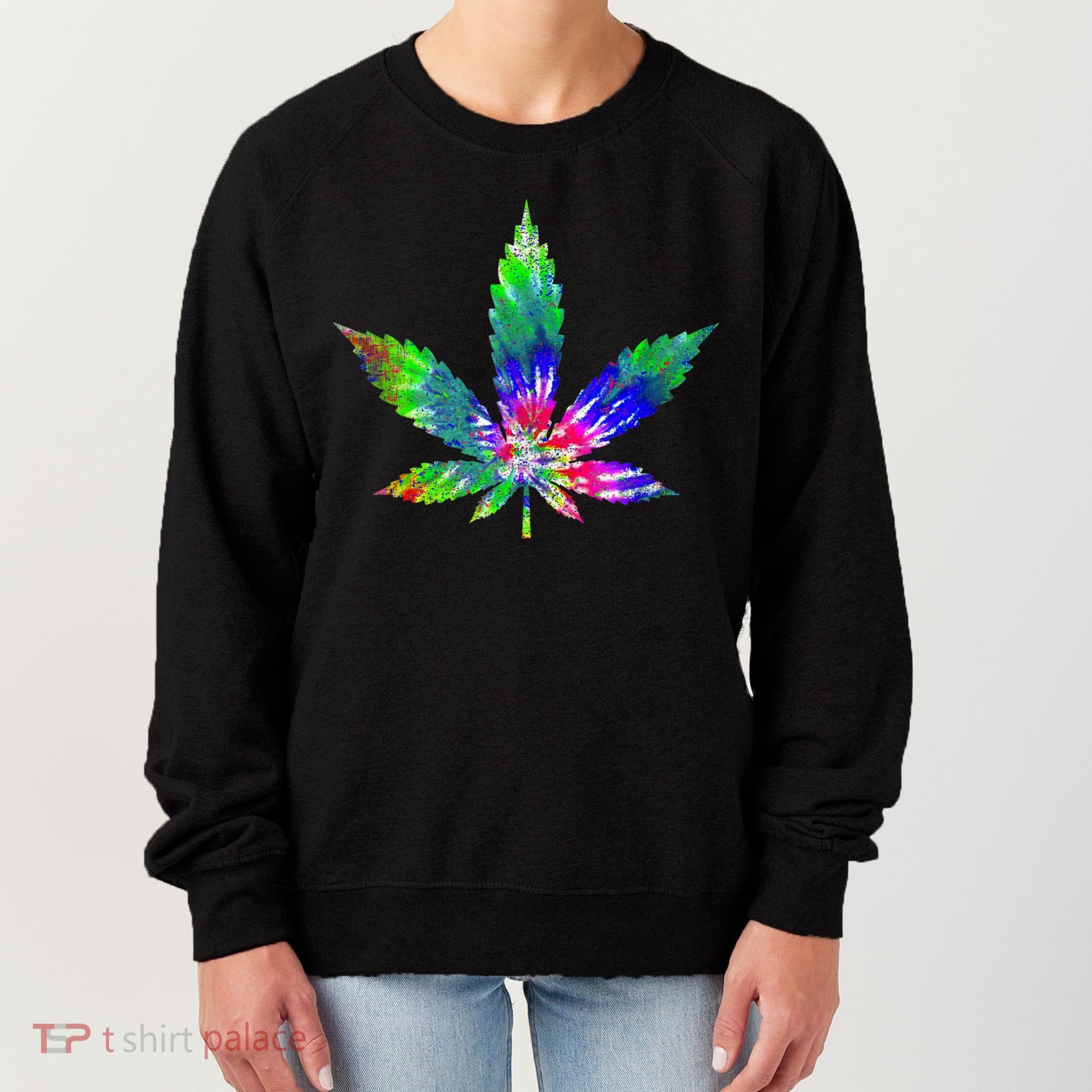 Retro Cannabis Weed Tie Dye Marijuana Smoke Weed Leaf Women's Sweatshirt