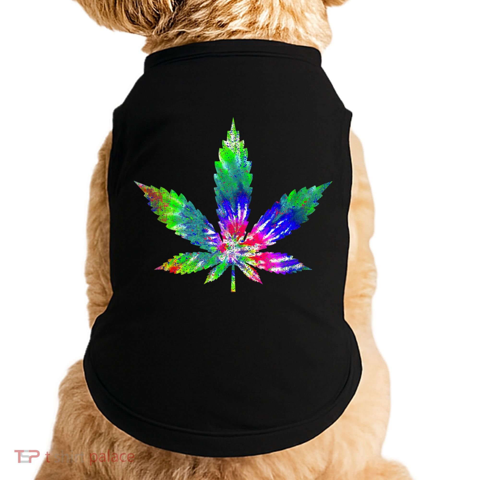 Retro Cannabis Weed Tie Dye Marijuana Smoke Weed Leaf Doggie Tank