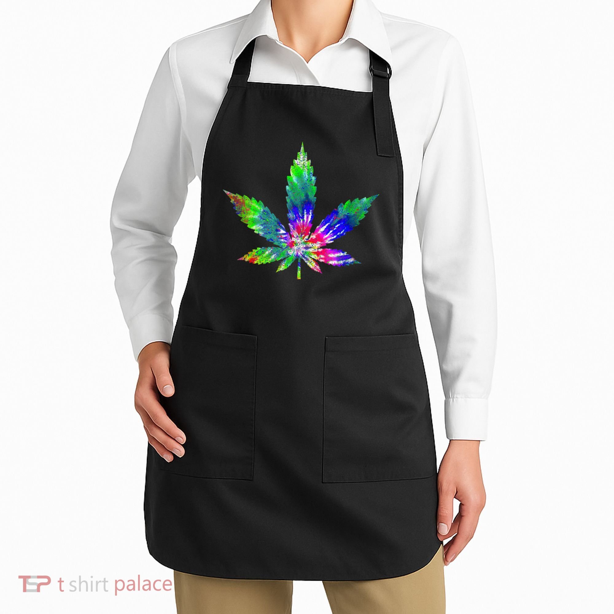 Retro Cannabis Weed Tie Dye Marijuana Smoke Weed Leaf Apron