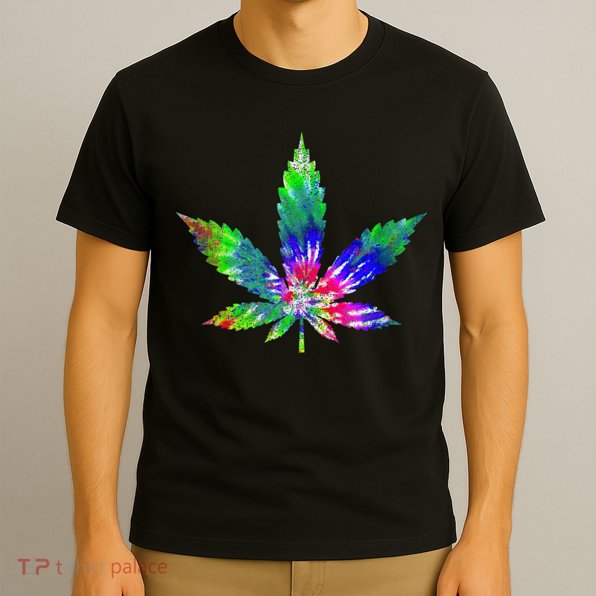 Retro Cannabis Weed Tie Dye Marijuana Smoke Weed Leaf T-Shirt