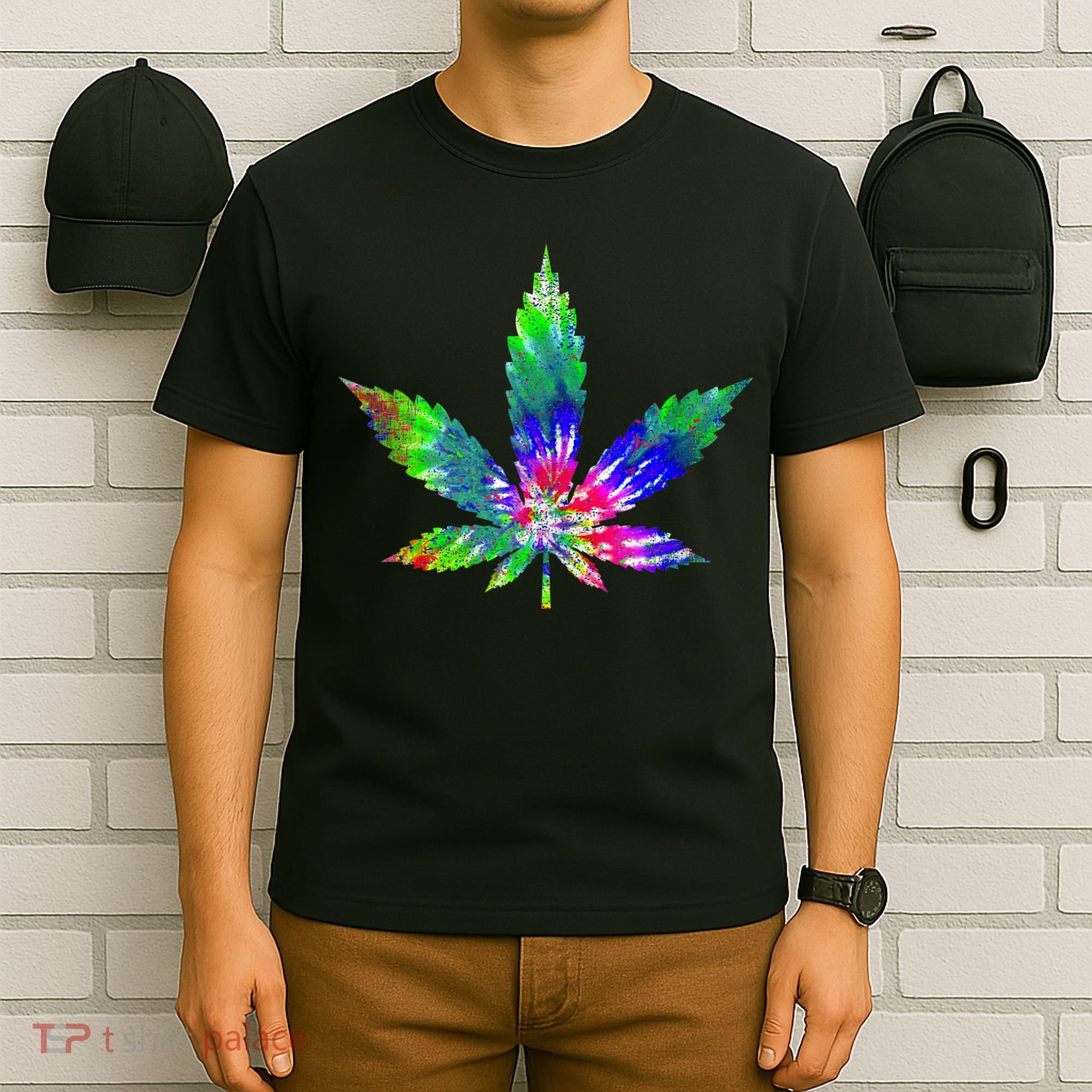 Retro Cannabis Weed Tie Dye Marijuana Smoke Weed Leaf T-Shirt