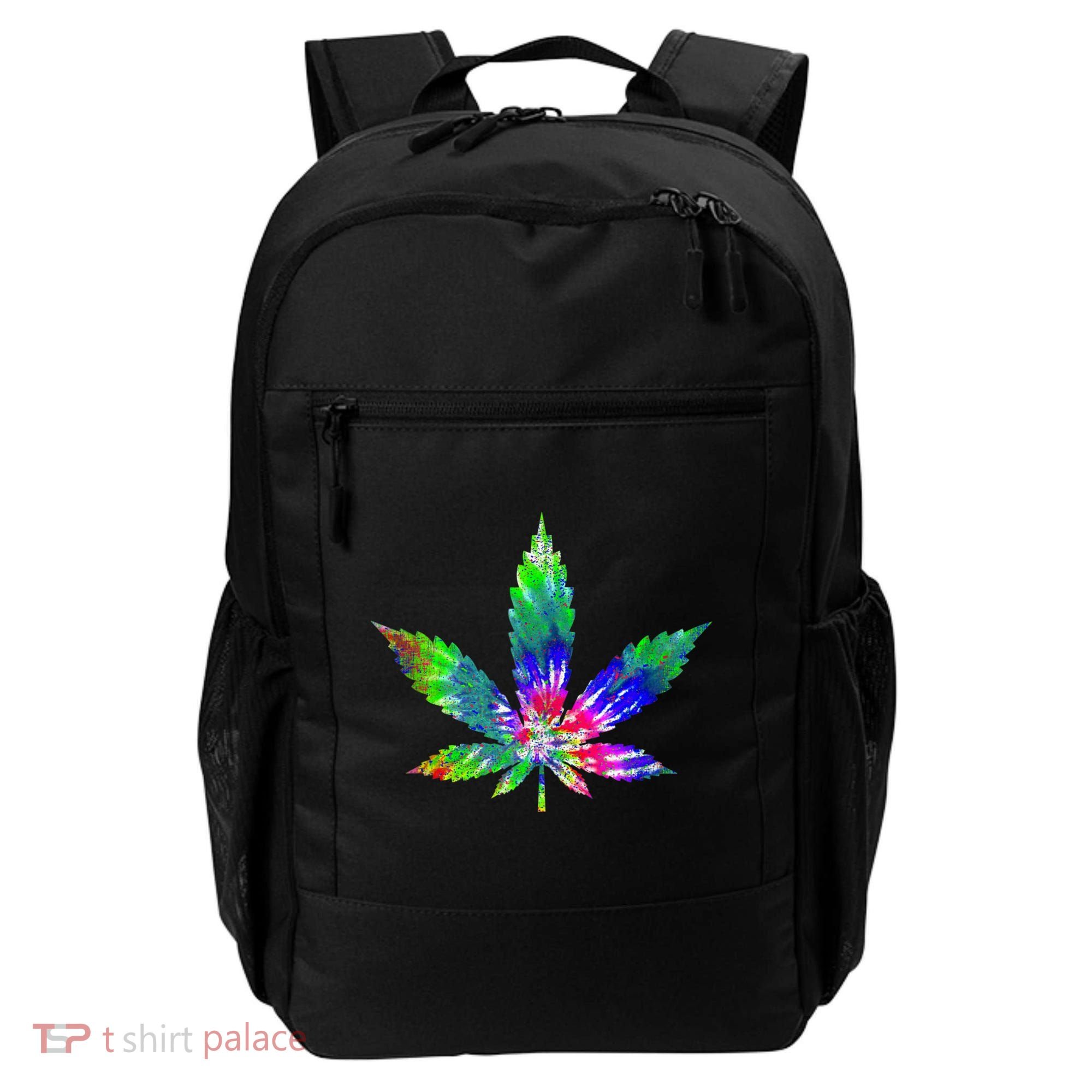 Retro Cannabis Weed Tie Dye Marijuana Smoke Weed Leaf Backpack