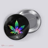 Retro Cannabis Weed Tie Dye Marijuana Smoke Weed Leaf Button thumb 0