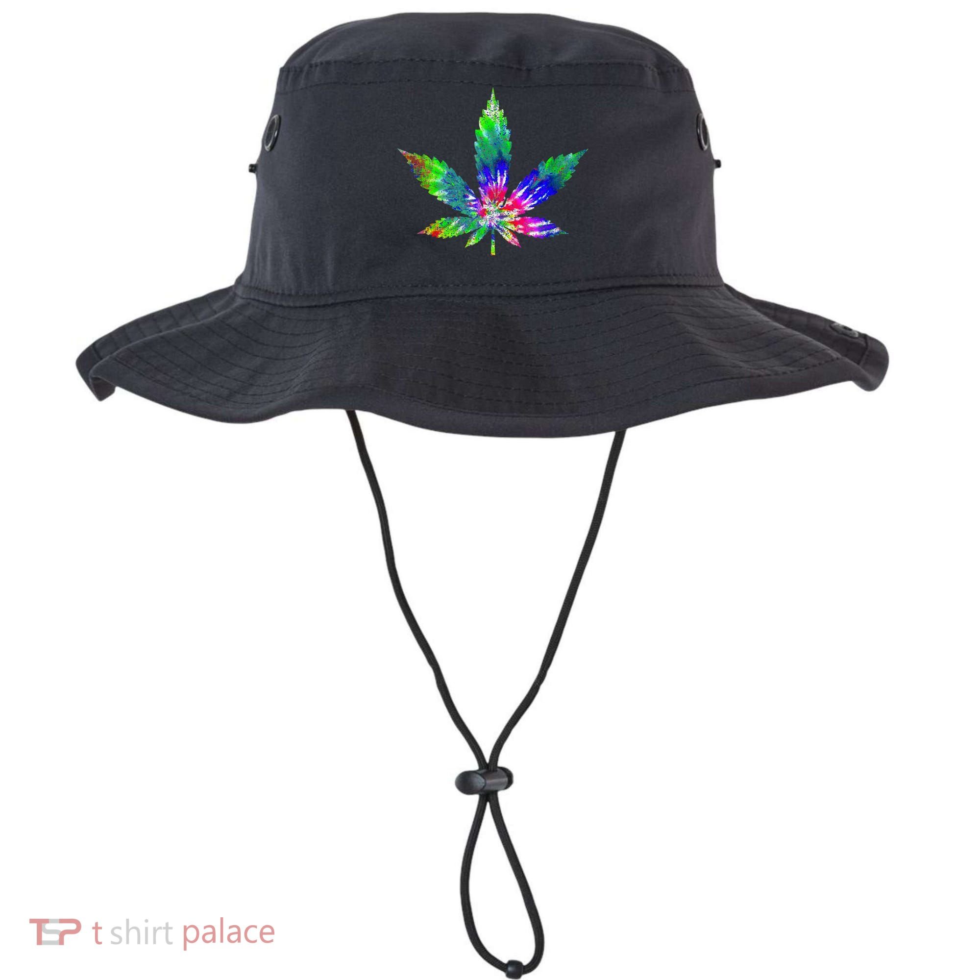 Retro Cannabis Weed Tie Dye Marijuana Smoke Weed Leaf Bucket Hat