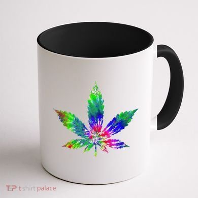 Retro Cannabis Weed Tie Dye Marijuana Smoke Weed Leaf Coffee Mug back