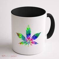 Retro Cannabis Weed Tie Dye Marijuana Smoke Weed Leaf Coffee Mug thumb 1