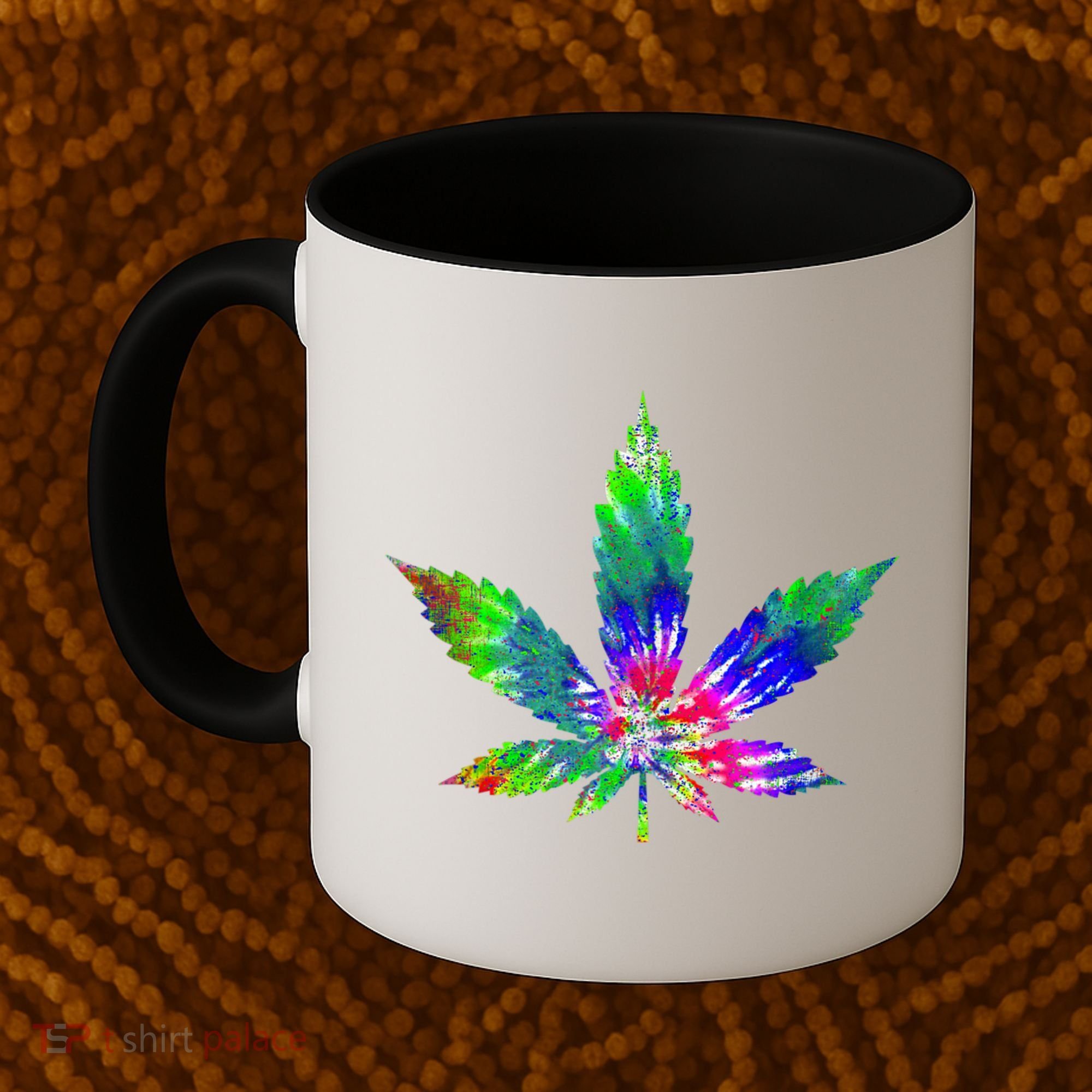 Retro Cannabis Weed Tie Dye Marijuana Smoke Weed Leaf Coffee Mug