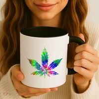 Retro Cannabis Weed Tie Dye Marijuana Smoke Weed Leaf Coffee Mug thumb 3