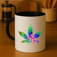 Retro Cannabis Weed Tie Dye Marijuana Smoke Weed Leaf Coffee Mug thumb 4