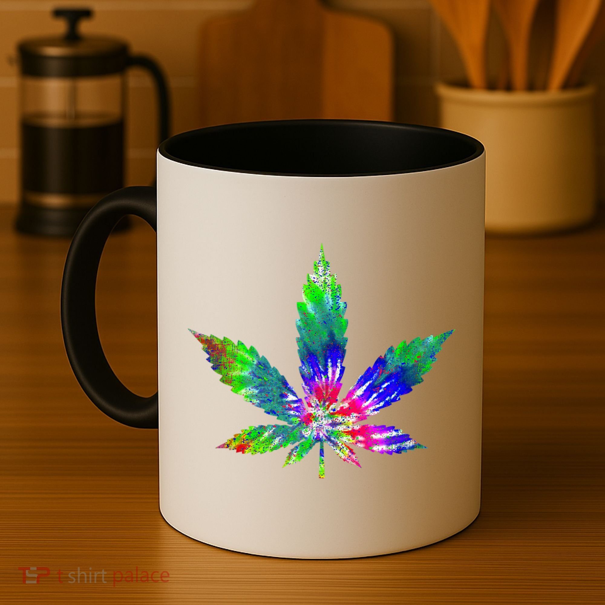 Retro Cannabis Weed Tie Dye Marijuana Smoke Weed Leaf Coffee Mug
