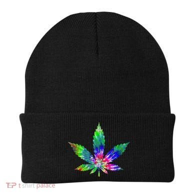 Retro Cannabis Weed Tie Dye Marijuana Smoke Weed Leaf Beanie