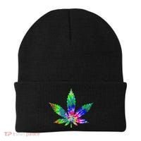 Retro Cannabis Weed Tie Dye Marijuana Smoke Weed Leaf Beanie thumb 0