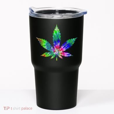 Retro Cannabis Weed Tie Dye Marijuana Smoke Weed Leaf Tumbler