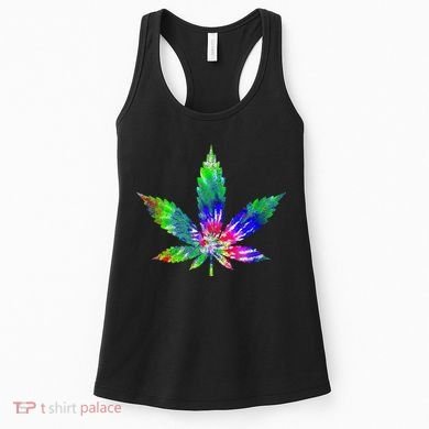 Retro Cannabis Weed Tie Dye Marijuana Smoke Weed Leaf Women's Tank Top