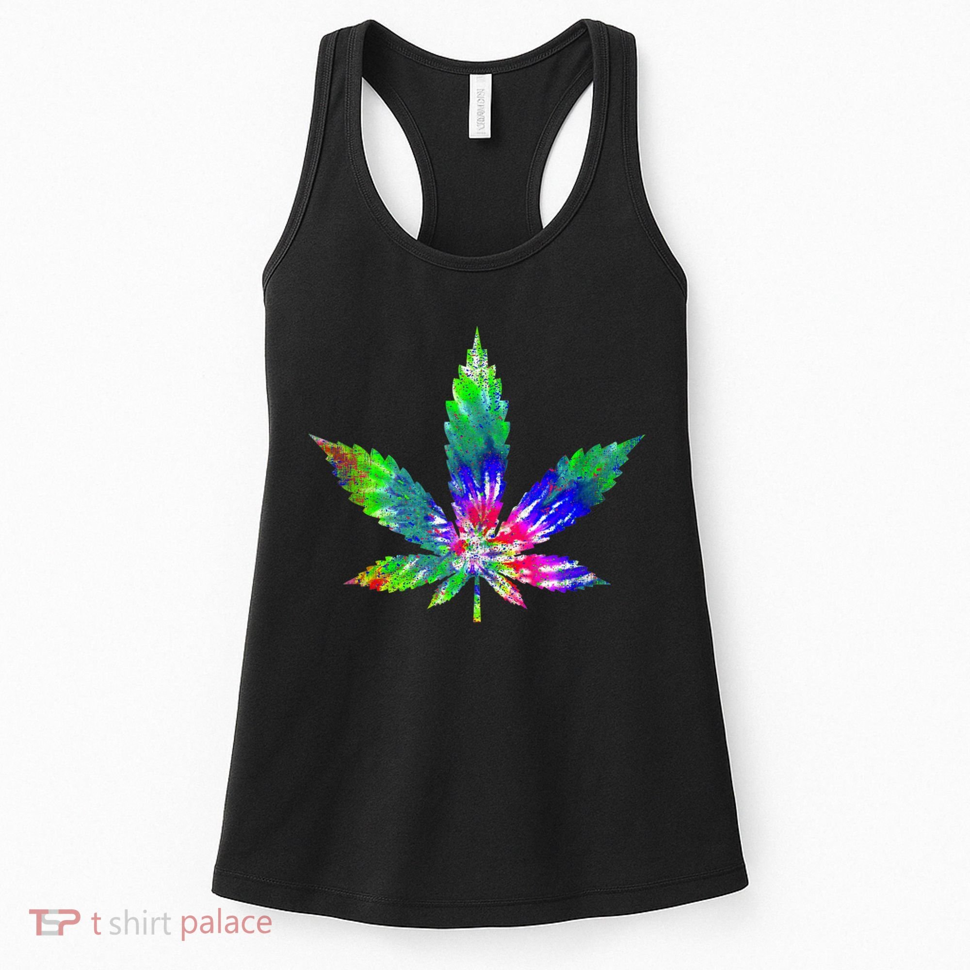 Retro Cannabis Weed Tie Dye Marijuana Smoke Weed Leaf Women's Tank Top