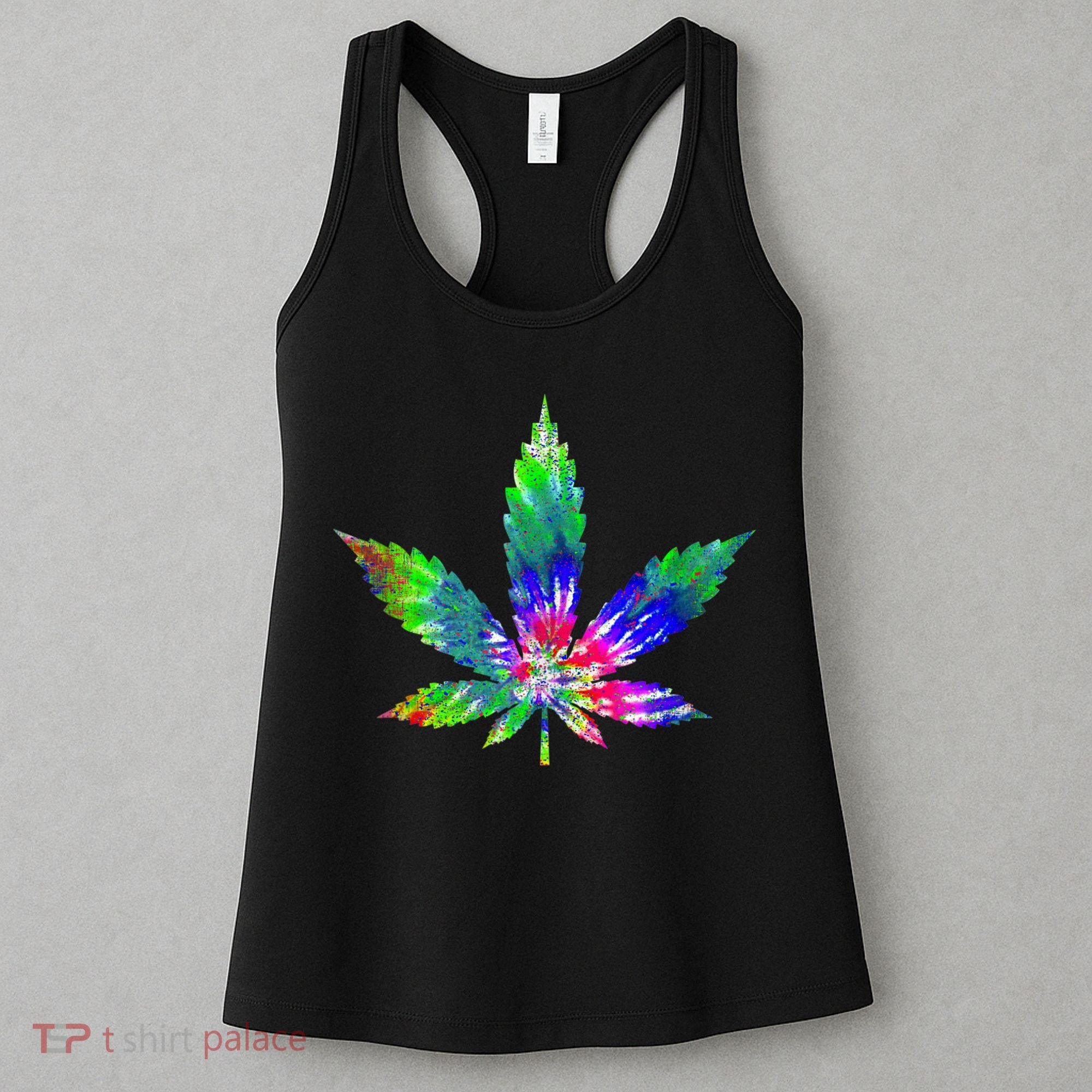 Retro Cannabis Weed Tie Dye Marijuana Smoke Weed Leaf Women's Tank Top