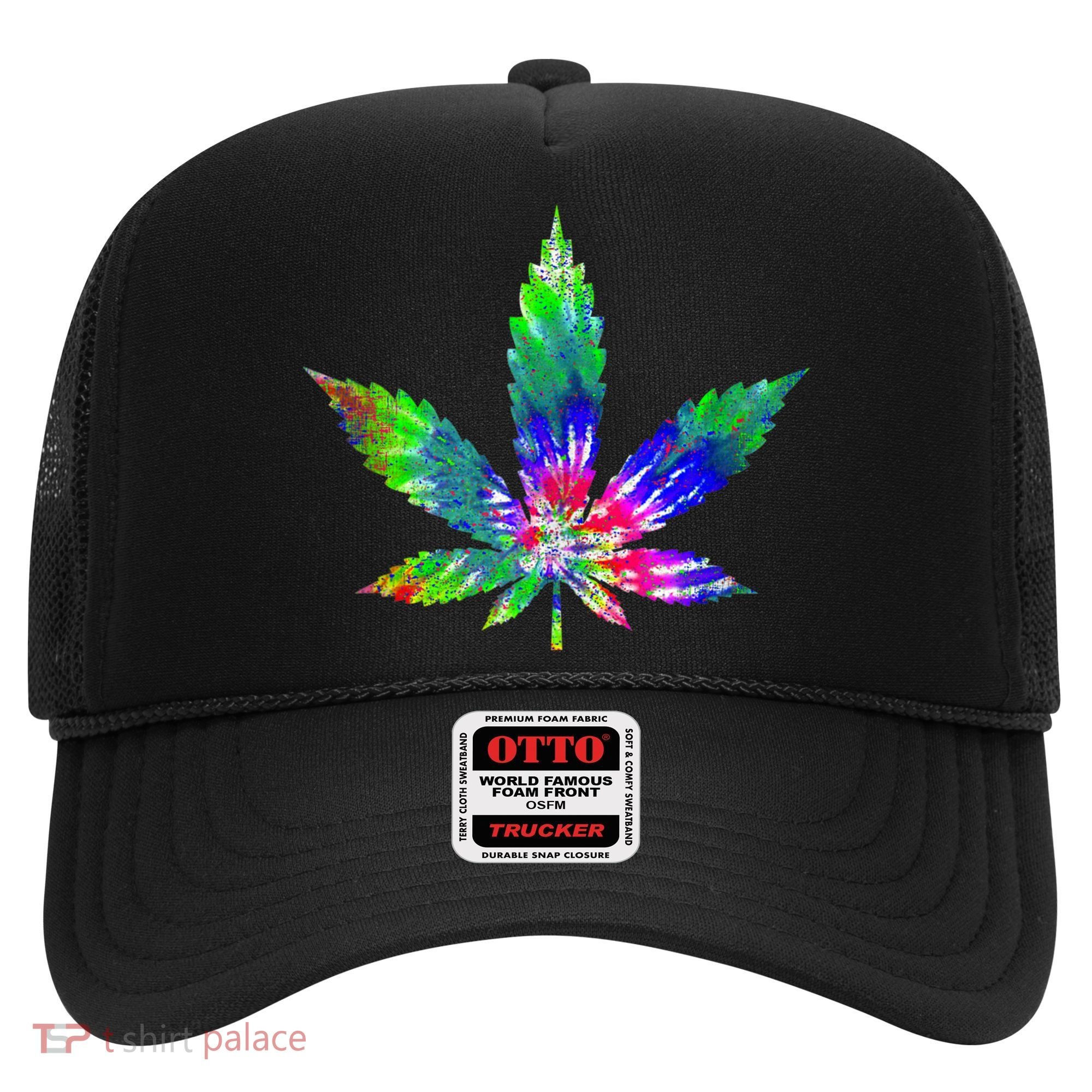 Retro Cannabis Weed Tie Dye Marijuana Smoke Weed Leaf Hat