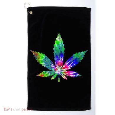 Retro Cannabis Weed Tie Dye Marijuana Smoke Weed Leaf Golf Towel